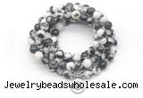 GMN7022 8mm black & white jasper 108 mala beads wrap bracelet necklace