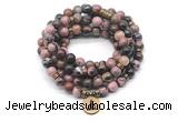 GMN7032 8mm rhodonite 108 mala beads wrap bracelet necklace