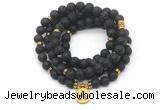 GMN7036 8mm black lava 108 mala beads wrap bracelet necklace