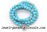 GMN7053 8mm blue howlite 108 mala beads wrap bracelet necklaces