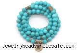 GMN7054 8mm turquoise 108 mala beads wrap bracelet necklaces