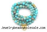 GMN7055 8mm blue sea sediment jasper 108 mala beads wrap bracelet necklaces