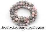 GMN7058 8mm pink zebra jasper 108 mala beads wrap bracelet necklaces