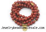 GMN7059 8mm red jasper 108 mala beads wrap bracelet necklaces