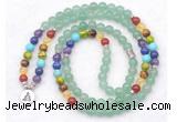 GMN7110 7 Chakra 8mm green aventurine 108 mala beads wrap bracelet necklaces