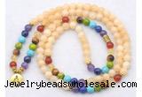 GMN7125 7 Chakra 8mm honey jade 108 mala beads wrap bracelet necklaces