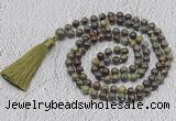 GMN716 Hand-knotted 8mm, 10mm dragon blood jasper 108 beads mala necklaces with tassel