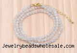 GMN7200 4mm faceted round tiny white jade beaded necklace jewelry