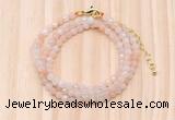 GMN7207 4mm faceted round tiny pink aventurine beaded necklace jewelry