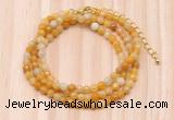 GMN7208 4mm faceted round tiny yellow aventurine beaded necklace jewelry