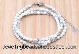 GMN7211 4mm faceted round tiny white howlite beaded necklace jewelry