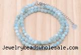 GMN7213 4mm faceted round tiny amazonite beaded necklace jewelry