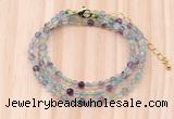 GMN7214 4mm faceted round tiny fluorite beaded necklace jewelry