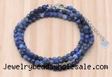 GMN7217 4mm faceted round tiny sodalite beaded necklace jewelry