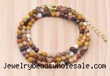 GMN7233 4mm faceted round tiny mookaite jasper beaded necklace jewelry