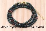 GMN7236 4mm faceted round tiny Indian bloodstone beaded necklace jewelry