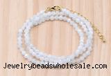 GMN7251 4mm faceted round tiny white moonstone beaded necklace jewelry