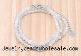 GMN7252 4mm faceted round tiny white moonstone beaded necklace jewelry