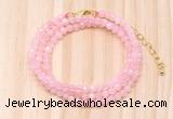 GMN7256 4mm faceted round tiny rose quartz beaded necklace jewelry