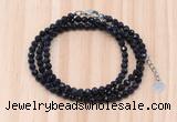 GMN7266 4mm faceted round blue goldstone beaded necklace jewelry