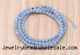 GMN7268 4mm faceted round blue angel skin beaded necklace jewelry