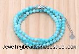 GMN7269 4mm faceted round amazonite beaded necklace jewelry