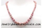 GMN7301 pink wooden jasper graduated beaded necklace & bracelet set