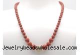 GMN7302 red jasper graduated beaded necklace & bracelet set