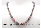 GMN7317 rhodonite graduated beaded necklace & bracelet set