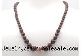 GMN7318 mahogany obsidian graduated beaded necklace & bracelet set