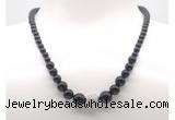 GMN7323 black onyx graduated beaded necklace & bracelet set