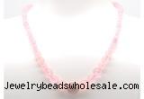 GMN7325 rose quartz graduated beaded necklace & bracelet set