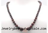 GMN7333 red tiger eye graduated beaded necklace & bracelet set