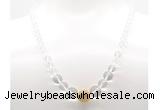 GMN7338 white crystal graduated beaded necklace & bracelet set