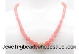 GMN7339 cherry quartz graduated beaded necklace & bracelet set