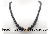 GMN7346 black lava graduated beaded necklace & bracelet set