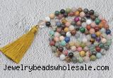 GMN735 Hand-knotted 8mm, 10mm colorfull gemstone 108 beads mala necklaces with tassel