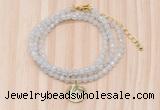 GMN7400 4mm faceted round tiny white jade beaded necklace with constellation charm