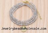 GMN7401 4mm faceted round tiny grey agate beaded necklace with constellation charm