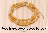 GMN7408 4mm faceted round tiny yellow aventurine beaded necklace with constellation charm