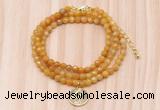 GMN7409 4mm faceted round tiny yellow jade beaded necklace with constellation charm