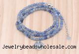 GMN7410 4mm faceted round tiny blue aventurine beaded necklace with constellation charm