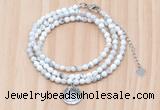 GMN7411 4mm faceted round tiny white howlite beaded necklace with constellation charm