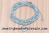 GMN7413 4mm faceted round tiny amazonite beaded necklace with constellation charm