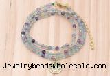 GMN7414 4mm faceted round tiny fluorite beaded necklace with constellation charm