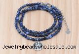 GMN7417 4mm faceted round tiny sodalite beaded necklace with constellation charm