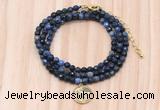 GMN7418 4mm faceted round tiny dumortierite beaded necklace with constellation charm