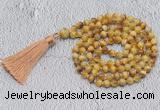 GMN742 Hand-knotted 8mm, 10mm golden tiger eye 108 beads mala necklaces with tassel