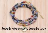 GMN7420 4mm faceted round tiny mixed gemstone beaded necklace with constellation charm