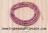 GMN7426 4mm faceted round tiny pink wooden jasper beaded necklace with constellation charm